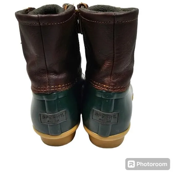 Sperry Saltwater Duck Boot Green and Brown, Women's Size 7