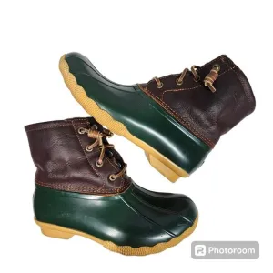 Sperry Saltwater Duck Boot Green and Brown, Women's Size 7