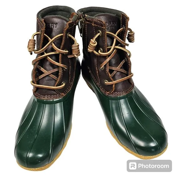 Sperry Saltwater Duck Boot Green and Brown, Women's Size 7