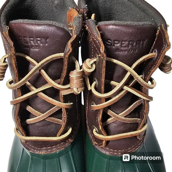 Sperry Saltwater Duck Boot Green and Brown, Women's Size 7