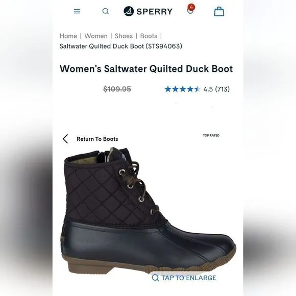 SPERRY Saltwater Waterproof Quilted Duck Boots