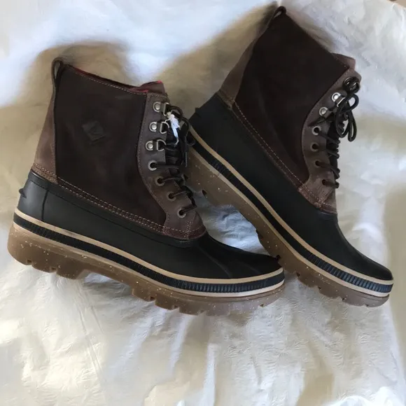 Sperry STS20735 Cold Bay Black/Tan Duck Boots NEW $148 Men's Size 13 No Box