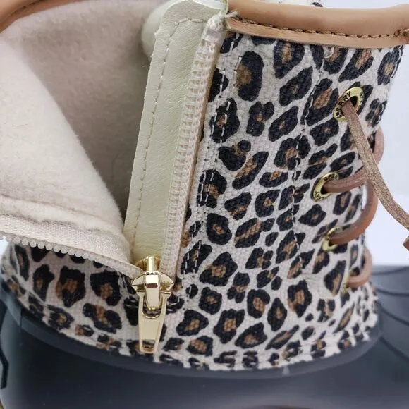 Sperry Top Sider Saltwater Youth Girls Sz 5Y Animal Print Waterproof Duck Boots