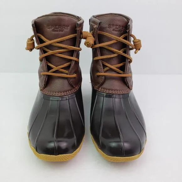 Sperry Top Sider Saltwater Youth Size 4Y Brown Leather Waterproof Duck Boots