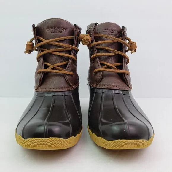 Sperry Top Sider Saltwater Youth Size 4Y Brown Leather Waterproof Duck Boots