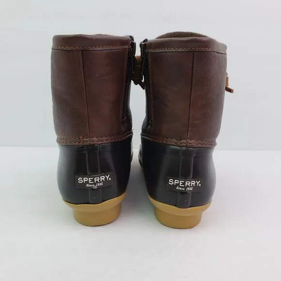 Sperry Top Sider Saltwater Youth Size 4Y Brown Leather Waterproof Duck Boots