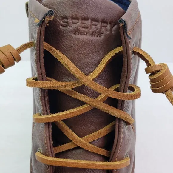 Sperry Top Sider Saltwater Youth Sz 3Y Brown Navy Blue Waterproof Duck Boots
