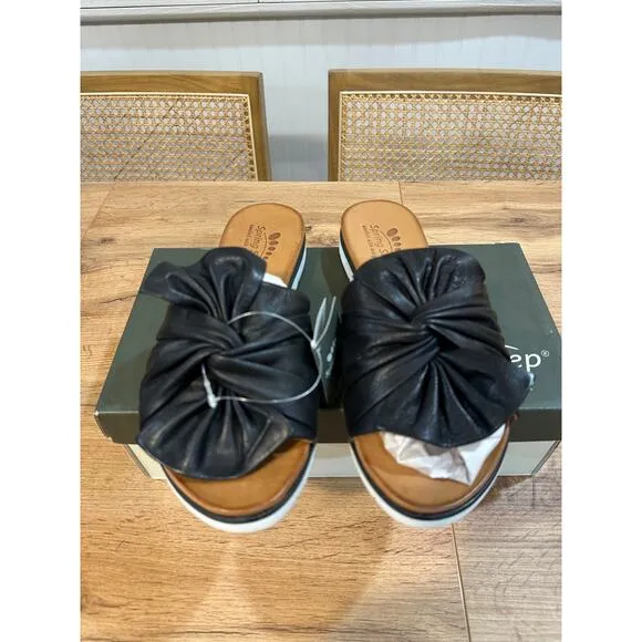 Spring Step Lavona-B Sandals Black Leather Slip-On Size 8.5 US 39 EU NIB Stylish