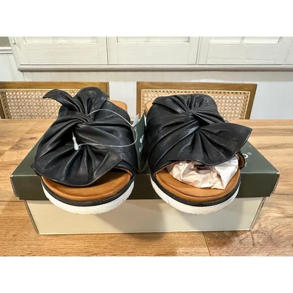 Spring Step Lavona-B Sandals Black Leather Slip-On Size 8.5 US 39 EU NIB Stylish