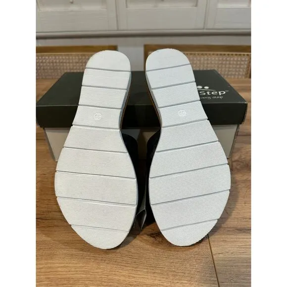 Spring Step Lavona-B Sandals Black Leather Slip-On Size 8.5 US 39 EU NIB Stylish