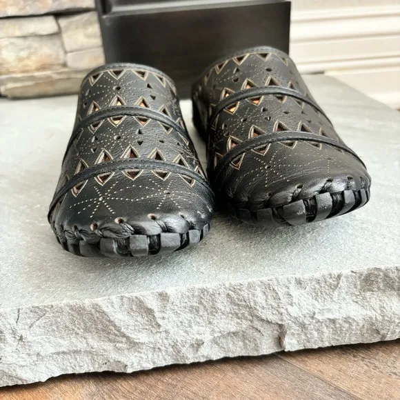 SPRING STEP Women’s Size 39 US 8.5 Fusalide Slip On Clogs Black Leather Shoes