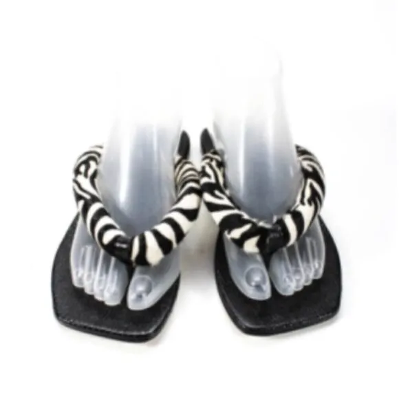 STAUD Rio Zebra Print Padded Leather Flip Flop 6