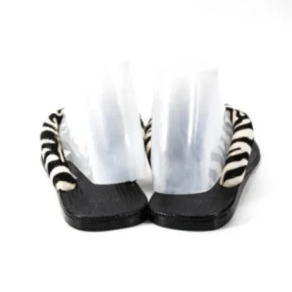STAUD Rio Zebra Print Padded Leather Flip Flop 6