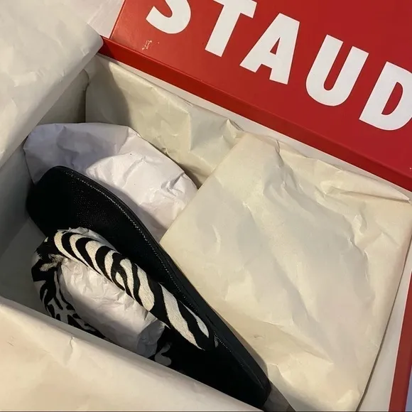 STAUD Rio Zebra Print Padded Leather Flip Flop 6