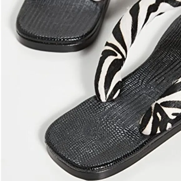 STAUD Rio Zebra Print Padded Leather Flip Flop 6
