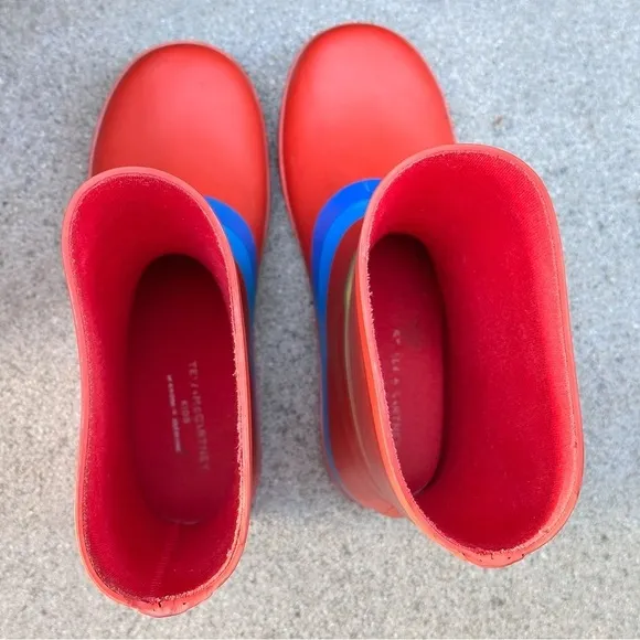 STELLA MCCARTNEY Red Rubber Boots with Funny Rainbow Face Print Size 37