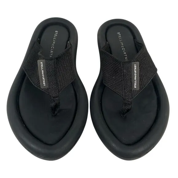 Stella McCartney size 38/ 8 US Air Slide Thong Flip Flop Black Sandals
