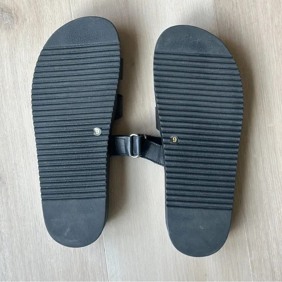 Steve Madden Mayven Black Leather Slide Sandals