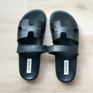 Steve Madden Mayven Black Leather Slide Sandals