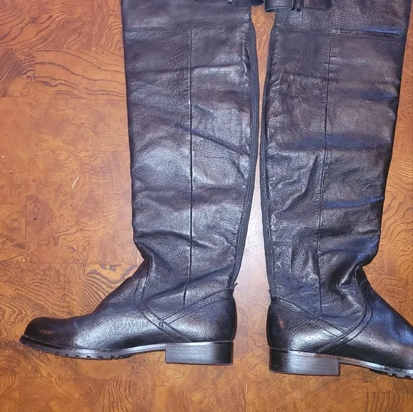 Steve Madden Over the Knee Tall Black Genuine Leather Shoes Boots