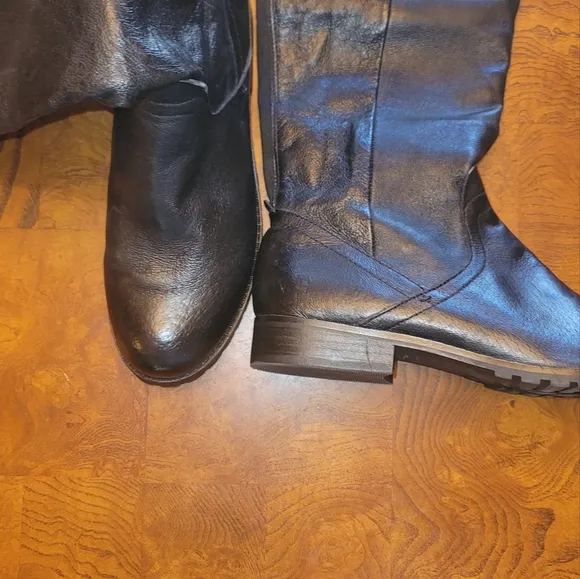 Steve Madden Over the Knee Tall Black Genuine Leather Shoes Boots