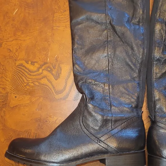 Steve Madden Over the Knee Tall Black Genuine Leather Shoes Boots