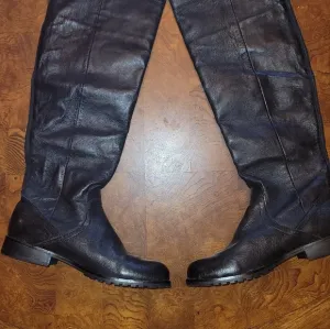 Steve Madden Over the Knee Tall Black Genuine Leather Shoes Boots