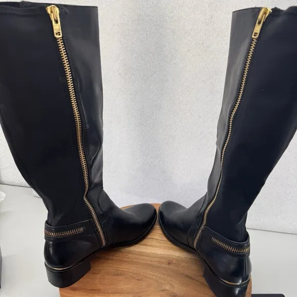 STEVE MADDEN Size 9M RYPERR Women's Black Leather Knee High Fashion Boots $139