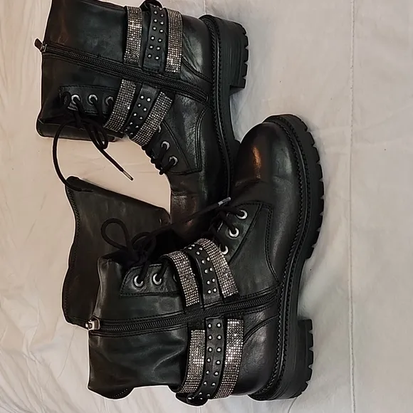 STEVE MADDEN THIGH HIGH MOTO BOOT WOMENS 8.5 FAUX LEATHER