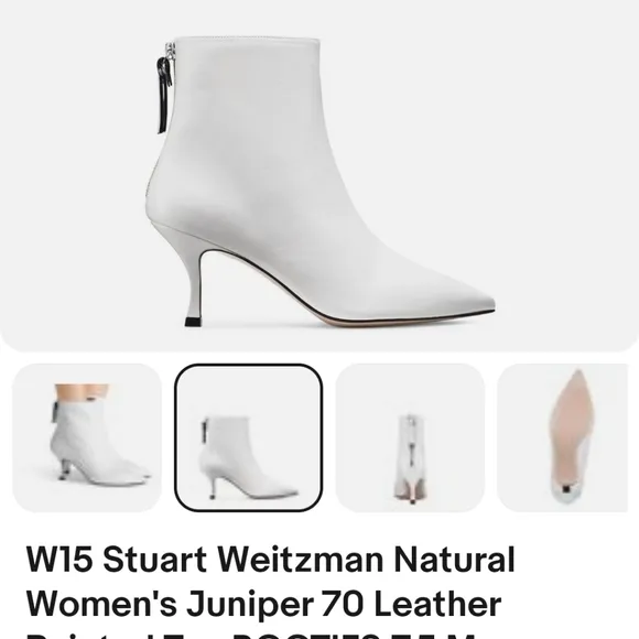 Stuart weitzman 10 of white ankle boots with zipper heels 2 inch