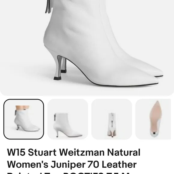Stuart weitzman 10 of white ankle boots with zipper heels 2 inch