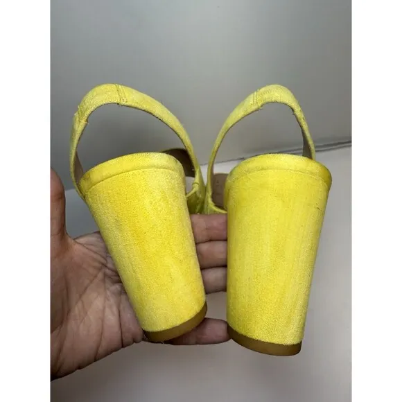Stuart Weitzman Bandeau Block Heel Suede Sandal In Yellow Sz 9.5