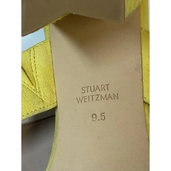 Stuart Weitzman Bandeau Block Heel Suede Sandal In Yellow Sz 9.5