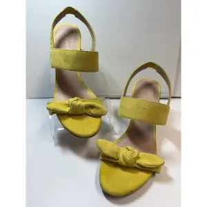Stuart Weitzman Bandeau Block Heel Suede Sandal In Yellow Sz 9.5