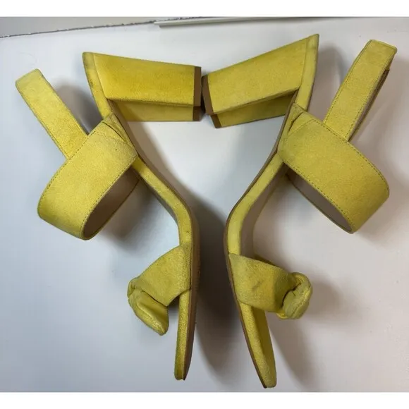Stuart Weitzman Bandeau Block Heel Suede Sandal In Yellow Sz 9.5