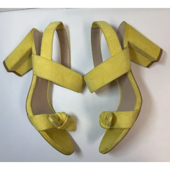 Stuart Weitzman Bandeau Block Heel Suede Sandal In Yellow Sz 9.5