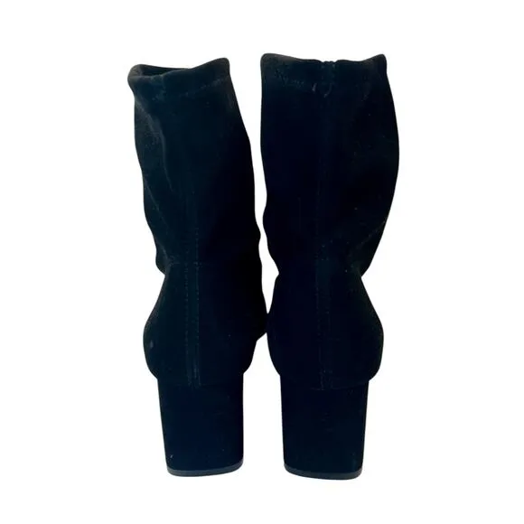 STUART WEITZMAN Black Suede Sock Stretch Ankle Boots with Block Heel Size 8.5