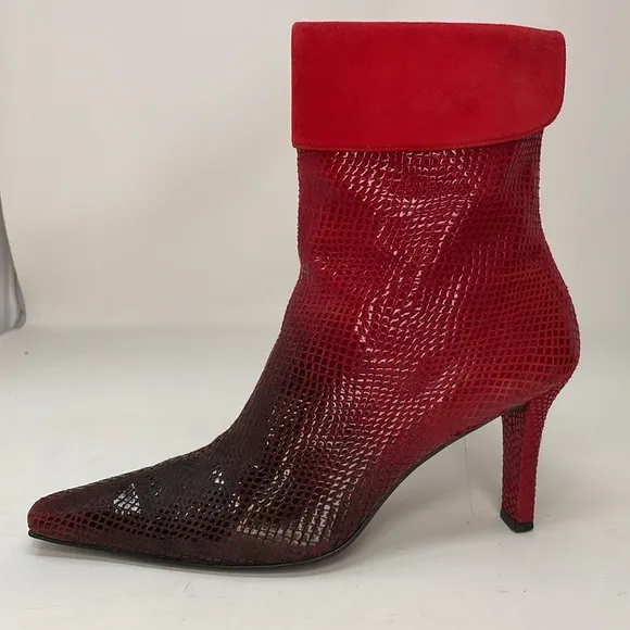 STUART WEITZMAN Boots Red Ombre Animal Print Women's Ankle Boots Size 9.5