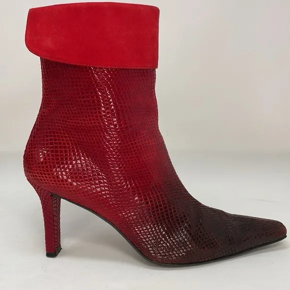 STUART WEITZMAN Boots Red Ombre Animal Print Women's Ankle Boots Size 9.5