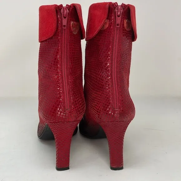 STUART WEITZMAN Boots Red Ombre Animal Print Women's Ankle Boots Size 9.5