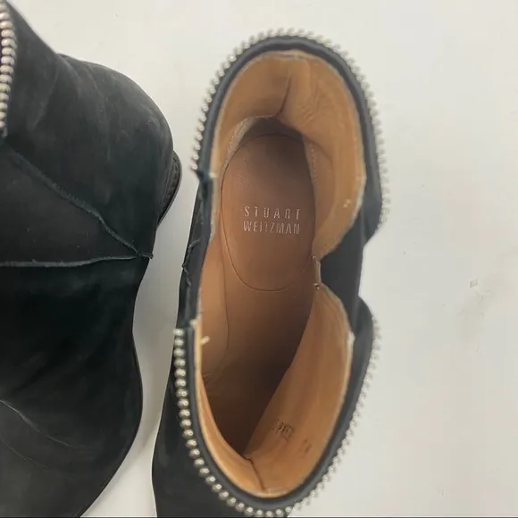 Stuart Weitzman Leather Suede Wedge Ankle Boots: Black