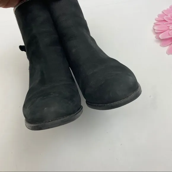 Stuart Weitzman Leather Suede Wedge Ankle Boots: Black