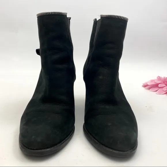 Stuart Weitzman Leather Suede Wedge Ankle Boots: Black