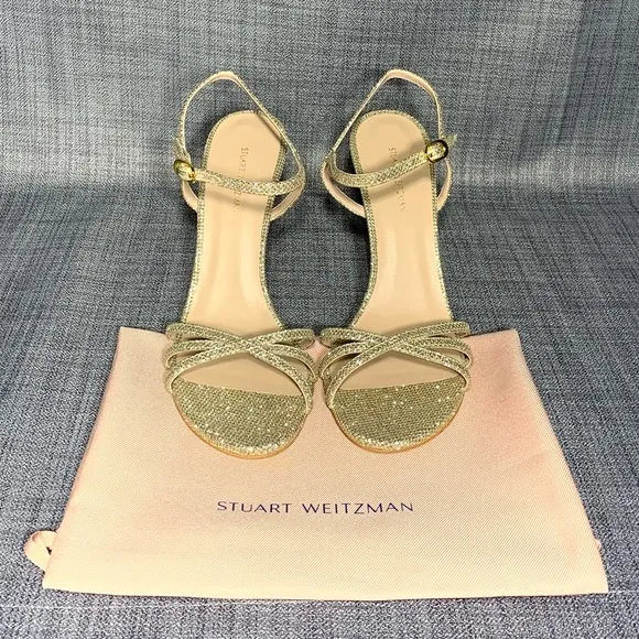 Stuart Weitzman Starla Metallic Sandals Size 8.5