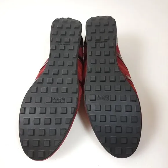 Stuart Weitzman Suede leather Sneakers Red Burgundy Jewel Shoes Size 8.5