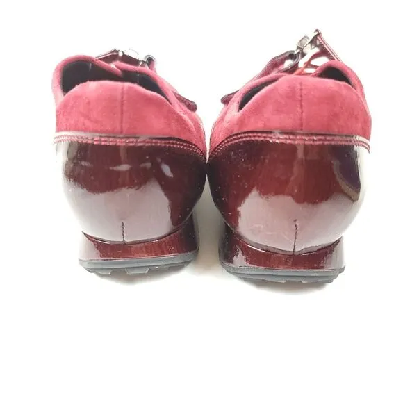 Stuart Weitzman Suede leather Sneakers Red Burgundy Jewel Shoes Size 8.5