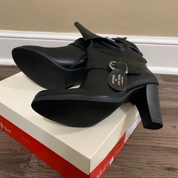 Style &amp; Co. Black Sachi Mid-Calf Block Heel Boots Size 9.5