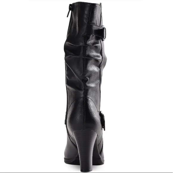 Style &amp; Co. Black Sachi Mid-Calf Block Heel Boots Size 9.5