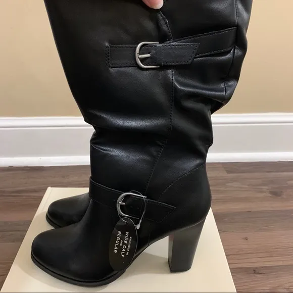 Style &amp; Co. Black Sachi Mid-Calf Block Heel Boots Size 9.5