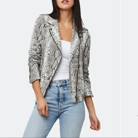 STYLISH »SO CHIC » LADIES MODERN VINTAGE FAUX SNAKESKIN ZIP-UP JACKET || LG ||